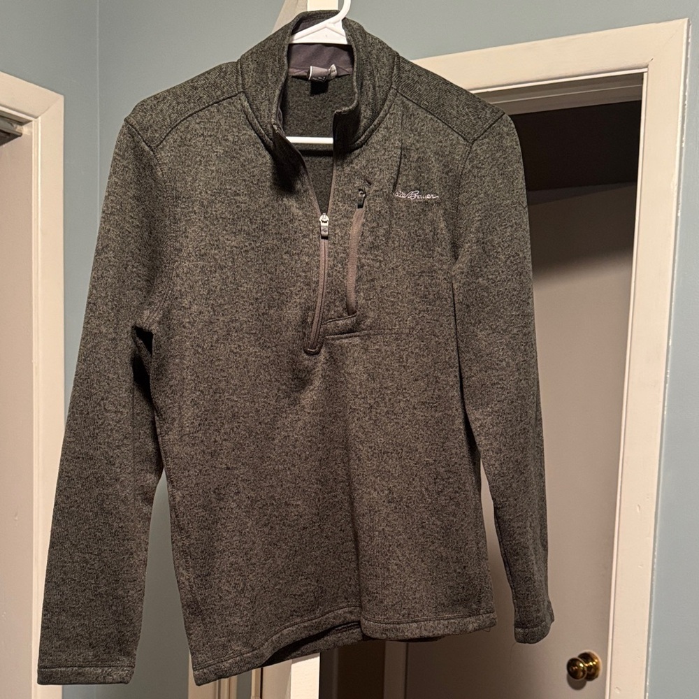 Eddie Bauer Men's Green Quarter Zip Pullover Sweater Size Small